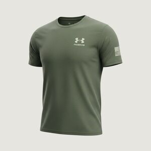 Under Armour Men's Medium UA Freedom Flag T-Shirt Olive Green Military Tee
